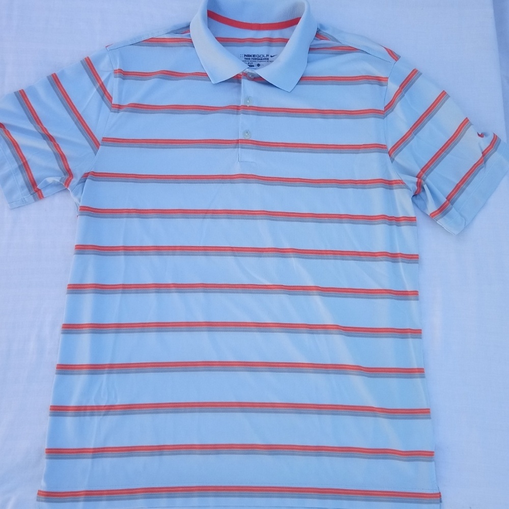 NIKE GOLF POLO shirt Large Gray orange - Picture 2 of 4